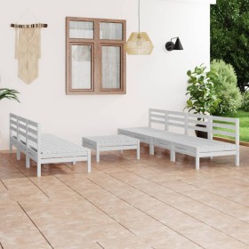 Gartenmöbel-Set 8-teilig aus massivem weißem Kiefernholz von vidaXL, Gartensets - Ref: Foro24-3082493, Preis: 346,99 €, Rabat...