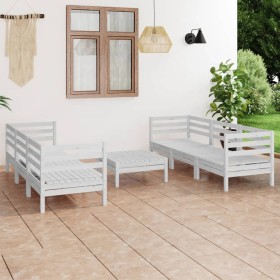 Gartenmöbel-Set 7-teilig aus massivem weißem Kiefernholz von vidaXL, Gartensets - Ref: Foro24-3082478, Preis: 328,99 €, Rabat...