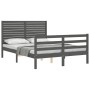 Double bed frame with gray solid wood headboard by vidaXL, Beds and slatted bases - Ref: Foro24-3194998, Price: 173,99 €, Dis...