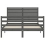 Double bed frame with gray solid wood headboard by vidaXL, Beds and slatted bases - Ref: Foro24-3194998, Price: 173,99 €, Dis...