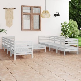 Gartenmöbel-Set 9-teilig aus massivem weißem Kiefernholz von vidaXL, Gartensets - Ref: Foro24-3082518, Preis: 450,36 €, Rabat...