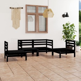 Garden furniture set 4 pieces black solid pine wood by vidaXL, Garden sets - Ref: Foro24-3082526, Price: 216,99 €, Discount: %