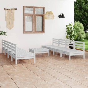 Gartenmöbel-Set 9-teilig aus massivem weißem Kiefernholz von vidaXL, Gartensets - Ref: Foro24-3082498, Preis: 405,99 €, Rabat...