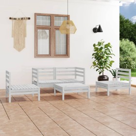 Gartenmöbelset 5 Stück aus massivem weißem Kiefernholz von vidaXL, Gartensets - Ref: Foro24-3082528, Preis: 222,99 €, Rabatt: %