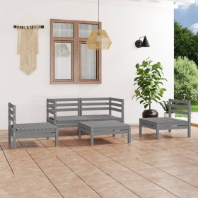 Gartenmöbel-Set 5-teilig aus massivem grauem Kiefernholz von vidaXL, Gartensets - Ref: Foro24-3082529, Preis: 219,99 €, Rabat...