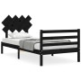 Estructura de cama con cabecero madera maciza negro 100x200 cm de vidaXL, Camas y somieres - Ref: Foro24-3195280, Precio: 114...