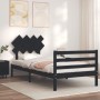 Estructura de cama con cabecero madera maciza negro 100x200 cm de vidaXL, Camas y somieres - Ref: Foro24-3195280, Precio: 114...