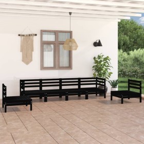 Garden furniture set 6 pieces solid black pine wood by vidaXL, Garden sets - Ref: Foro24-3082546, Price: 308,94 €, Discount: %