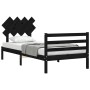 Bed frame with black solid wood headboard 100x200 cm by vidaXL, Beds and slatted bases - Ref: Foro24-3195280, Price: 114,99 €...