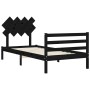 Bed frame with black solid wood headboard 100x200 cm by vidaXL, Beds and slatted bases - Ref: Foro24-3195280, Price: 114,99 €...