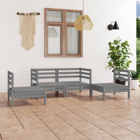 Gartenmöbel-Set 4-teilig aus massivem grauem Kiefernholz von vidaXL, Gartensets - Ref: Foro24-3082524, Preis: 218,86 €, Rabat...