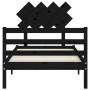 Estructura de cama con cabecero madera maciza negro 100x200 cm de vidaXL, Camas y somieres - Ref: Foro24-3195280, Precio: 114...