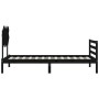 Bed frame with black solid wood headboard 100x200 cm by vidaXL, Beds and slatted bases - Ref: Foro24-3195280, Price: 114,99 €...