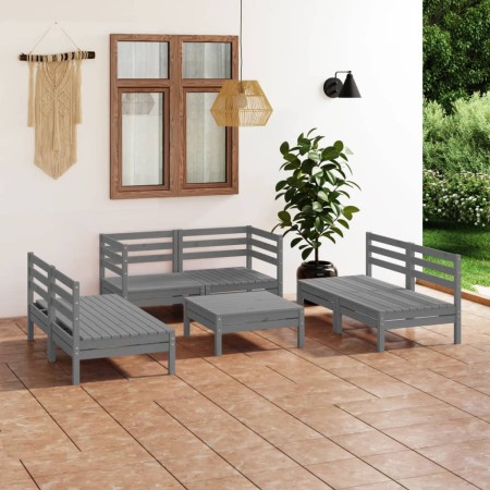 Garden furniture set 7 pieces solid gray pine wood by vidaXL, Garden sets - Ref: Foro24-3082559, Price: 301,05 €, Discount: %