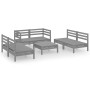 Garden furniture set 7 pieces solid gray pine wood by vidaXL, Garden sets - Ref: Foro24-3082559, Price: 301,05 €, Discount: %