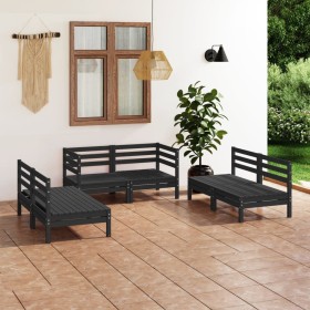 Gartenmöbelset 6-teilig aus massivem Kiefernholz schwarz von vidaXL, Gartensets - Ref: Foro24-3082556, Preis: 308,99 €, Rabat...