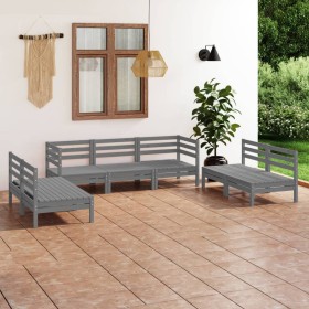 Garden furniture set 7 pieces solid gray pine wood by vidaXL, Garden sets - Ref: Foro24-3082564, Price: 339,54 €, Discount: %