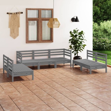 Gartenmöbel-Set 7-teilig aus massivem grauem Kiefernholz von vidaXL, Gartensets - Ref: Foro24-3082564, Preis: 339,37 €, Rabat...