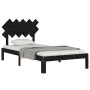 Bed frame with black solid wood headboard 100x200 cm by vidaXL, Beds and slatted bases - Ref: Foro24-3193720, Price: 110,50 €...