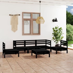 Juego de muebles de jardín 6 piezas negro madera maciza de pino de vidaXL, Conjuntos de jardín - Ref: Foro24-3082541, Precio:...