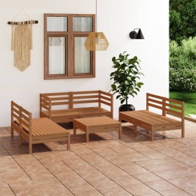 Gartenmöbel-Set 7-teilig aus massivem honigbraunem Kiefernholz von vidaXL, Gartensets - Ref: Foro24-3082560, Preis: 290,99 €,...