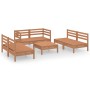 Juego muebles de jardín 7 pzas madera maciza pino marrón miel de vidaXL, Conjuntos de jardín - Ref: Foro24-3082560, Precio: 2...