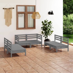 Gartenmöbel-Set 6-tlg. aus massivem Kiefernholz grau von vidaXL, Gartensets - Ref: Foro24-3082554, Preis: 312,99 €, Rabatt: %