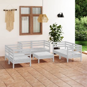 Gartenmöbel-Set 7-teilig aus massivem weißem Kiefernholz von vidaXL, Gartensets - Ref: Foro24-3082588, Preis: 373,99 €, Rabat...