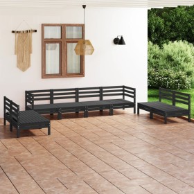 Juego de muebles de jardín 8 pzas madera de pino maciza negro de vidaXL, Conjuntos de jardín - Ref: Foro24-3082576, Precio: 4...