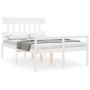 Elderly bed solid wood headboard white 140x200 cm by vidaXL, Beds and slatted bases - Ref: Foro24-3195417, Price: 164,99 €, D...