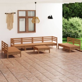 Gartenmöbel-Set 9-teilig aus massivem honigbraunem Kiefernholz von vidaXL, Gartensets - Ref: Foro24-3082580, Preis: 389,99 €,...