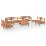 Juego muebles de jardín 9 pzas madera maciza pino marrón miel de vidaXL, Conjuntos de jardín - Ref: Foro24-3082580, Precio: 3...