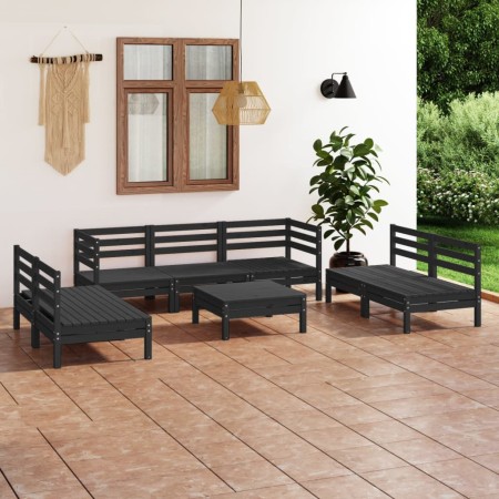 Juego de muebles de jardín 8 pzas madera de pino maciza negro de vidaXL, Conjuntos de jardín - Ref: Foro24-3082571, Precio: 3...