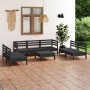 Gartenmöbel-Set 8-teilig aus massivem schwarzem Kiefernholz von vidaXL, Gartensets - Ref: Foro24-3082571, Preis: 393,61 €, Ra...