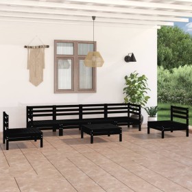 Garden furniture set 7 pieces solid black pine wood by vidaXL, Garden sets - Ref: Foro24-3082551, Price: 297,53 €, Discount: %