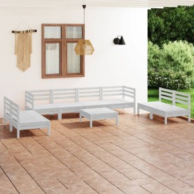 Gartenmöbel-Set 9-teilig aus massivem weißem Kiefernholz von vidaXL, Gartensets - Ref: Foro24-3082578, Preis: 432,99 €, Rabat...