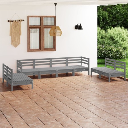 Gartenmöbel-Set 8-teilig aus massivem grauem Kiefernholz von vidaXL, Gartensets - Ref: Foro24-3082574, Preis: 412,99 €, Rabat...