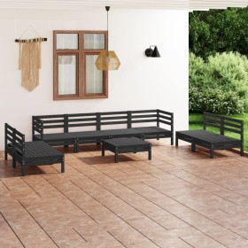 Garden furniture set 9 pieces solid black pine wood by vidaXL, Garden sets - Ref: Foro24-3082581, Price: 393,99 €, Discount: %