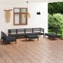 Garden furniture set 9 pieces solid black pine wood by vidaXL, Garden sets - Ref: Foro24-3082581, Price: 393,73 €, Discount: %