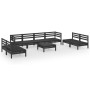 Juego de muebles de jardín 9 pzas madera de pino maciza negro de vidaXL, Conjuntos de jardín - Ref: Foro24-3082581, Precio: 3...