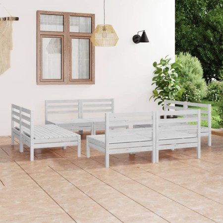 8-piece solid white pine wood garden furniture set by vidaXL, Garden sets - Ref: Foro24-3082413, Price: 388,99 €, Discount: %