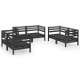 Garden furniture set 6 pieces solid black pine wood by vidaXL, Garden sets - Ref: Foro24-3082586, Price: 342,59 €, Discount: %