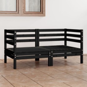 2-seater garden sofa in solid black pine wood by vidaXL, Outdoor sofas - Ref: Foro24-3082391, Price: 118,57 €, Discount: %