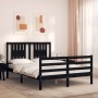 Bed frame with black solid wood headboard 120x200 cm by vidaXL, Beds and slatted bases - Ref: Foro24-3194570, Price: 162,73 €...