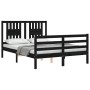 Bed frame with black solid wood headboard 120x200 cm by vidaXL, Beds and slatted bases - Ref: Foro24-3194570, Price: 162,73 €...