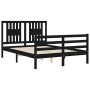 Bed frame with black solid wood headboard 120x200 cm by vidaXL, Beds and slatted bases - Ref: Foro24-3194570, Price: 162,73 €...