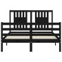 Bed frame with black solid wood headboard 120x200 cm by vidaXL, Beds and slatted bases - Ref: Foro24-3194570, Price: 162,73 €...