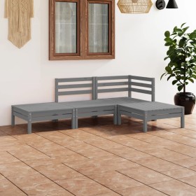 Gartenmöbelset 4-teilig aus massivem Kiefernholz grau von vidaXL, Gartensets - Ref: Foro24-3082619, Preis: 196,33 €, Rabatt: %