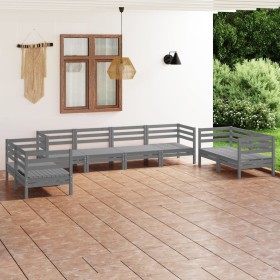 Gartenmöbelset 8-teilig aus massivem Kiefernholz grau von vidaXL, Gartensets - Ref: Foro24-3082604, Preis: 417,99 €, Rabatt: %