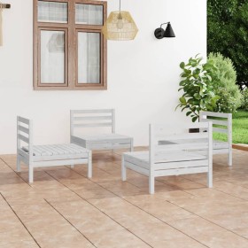 Gartenmöbel-Set 4-teilig aus massivem weißem Kiefernholz von vidaXL, Gartensets - Ref: Foro24-3082403, Preis: 203,99 €, Rabat...